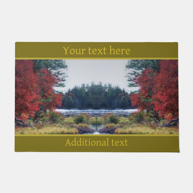 Fall Foliage Pond Painting Nature Art Personalised Doormat (Front)