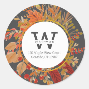Fall Foliage Return Address Classic Round Sticker