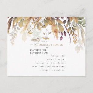 Fall Foliage Rustic Bridal Shower Invitation Postcard