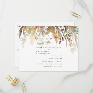 Fall Foliage Rustic Bridal Shower  Invitation Postcard