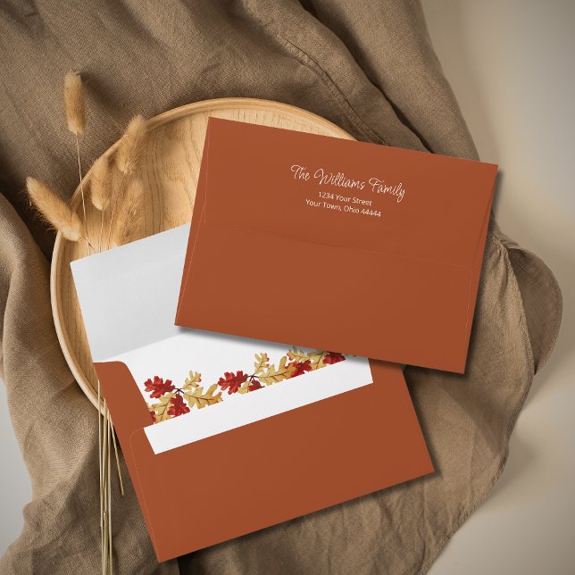 Fall Foliage Rustic Burnt Orange Return Address Envelope (Creator Uploaded)
