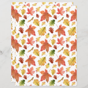 Fall Foliage Scrapbook Paper in White