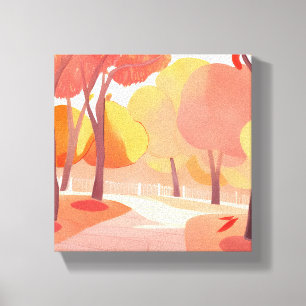Fall Foliage Stroll Abstract Watercolor Canvas Print