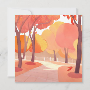 Fall Foliage Stroll   Abstract Watercolor Card