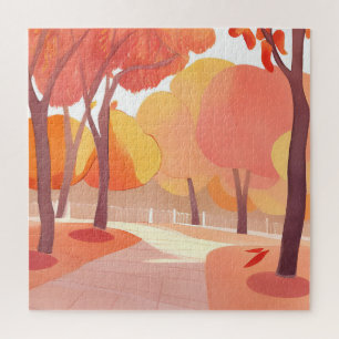 Fall Foliage Stroll   Abstract Watercolor Jigsaw Puzzle