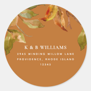 Fall Foliage Terracotta Address Classic Round Sticker