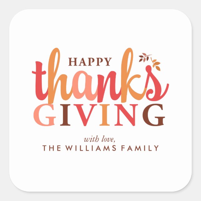Fall Foliage Thanksgiving Celebration Square Sticker (Front)