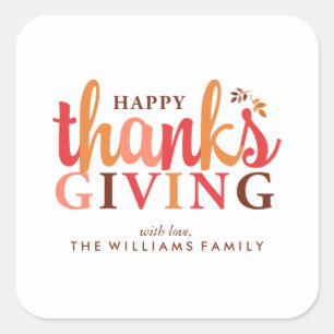 Fall Foliage Thanksgiving Celebration Square Sticker