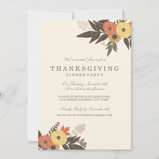 Fall Foliage Thanksgiving Dinner Invitation (Front)