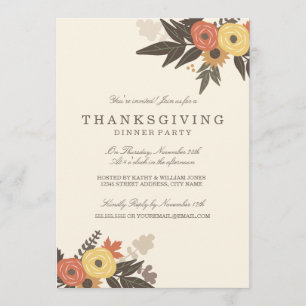 Fall Foliage Thanksgiving Dinner Invitation