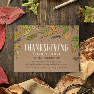 Fall Foliage Thanksgiving Potluck Dinner Invitation
