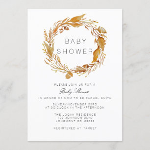 Fall Foliage Watercolor   Baby Shower Invite