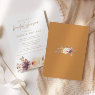 Fall Foliage Watercolor Floral Bridal Shower Invitation