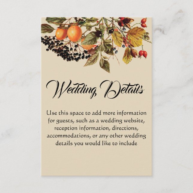 Fall foliage wedding details card (Front)