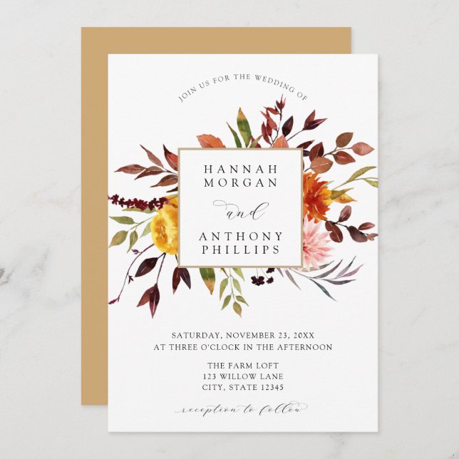 Fall Foliage Wedding invitation (Front/Back)