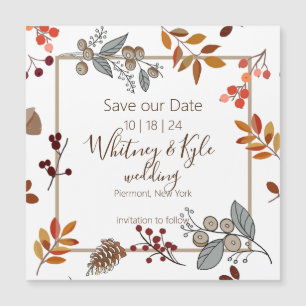 Fall Foliage Wedding Save the Date Magnetic Card