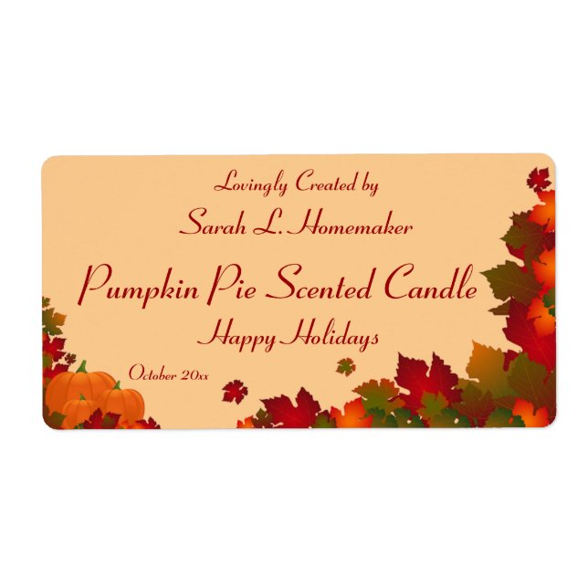 Fall Foliage with Pumpkins Candle or Canning (Front)
