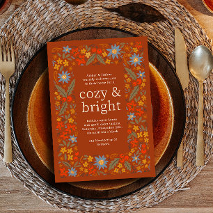 Fall Folksy Floral Frame Autumn Party Invitation