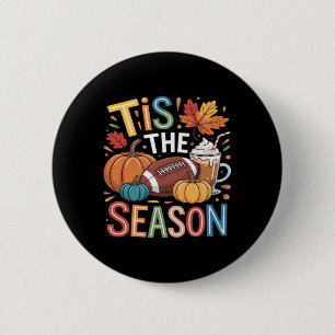 Fall Football Autumn Pumpkin Coffee Lover 6 Cm Round Badge