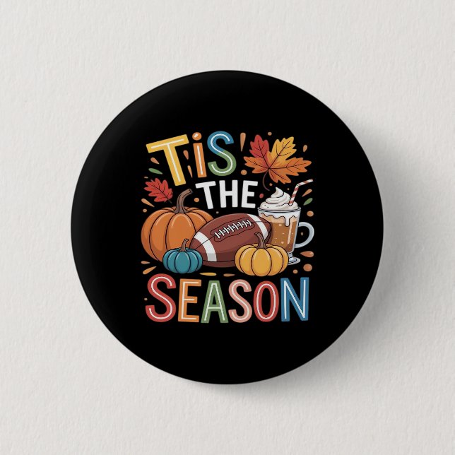 Fall Football Autumn Pumpkin Coffee Lover 6 Cm Round Badge (Front)