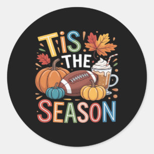 Fall Football Autumn Pumpkin Coffee Lover Classic Round Sticker