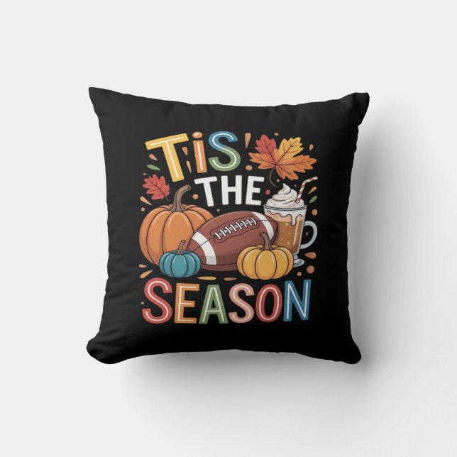 Fall Football Autumn Pumpkin Coffee Lover Cushion (Front)