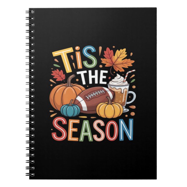 Fall Football Autumn Pumpkin Coffee Lover Notebook (Front)