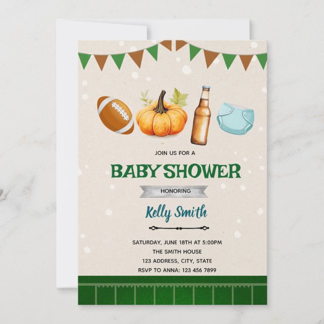Fall Football Diaper Shower Invitation (Front)