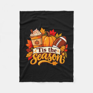 Fall football game tis the season love pumpkin fleece blanket
