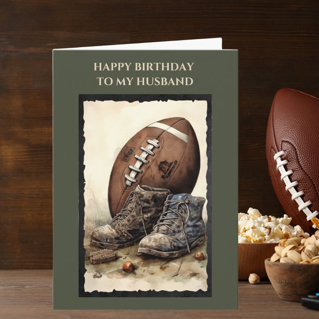Fall Football Happy Birthday Husband Birthday Card (Creator Uploaded)