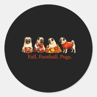 Fall Football Pugs Autumn Season Dog Lover Design Classic Round Sticker