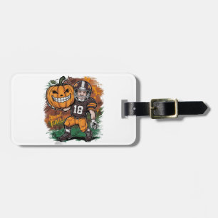fall football pumpkins luggage tag