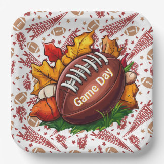 Fall Football Season Paper Plate