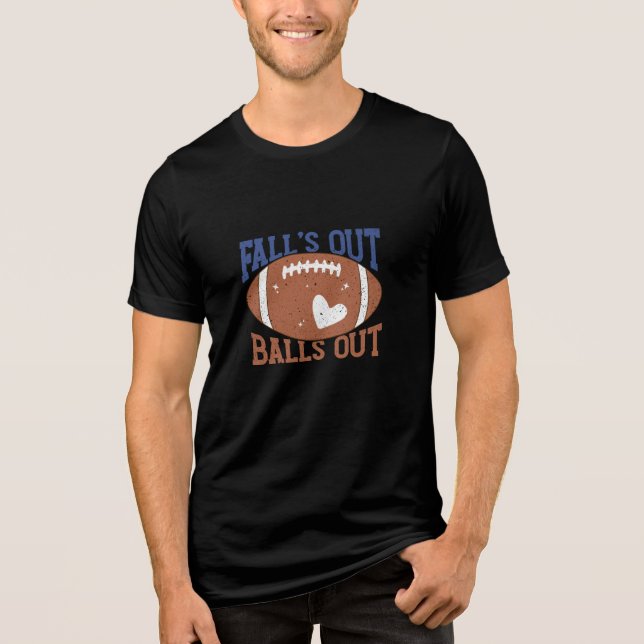 Fall Football Season Typography Football Ball Tri-Blend Shirt (Front)