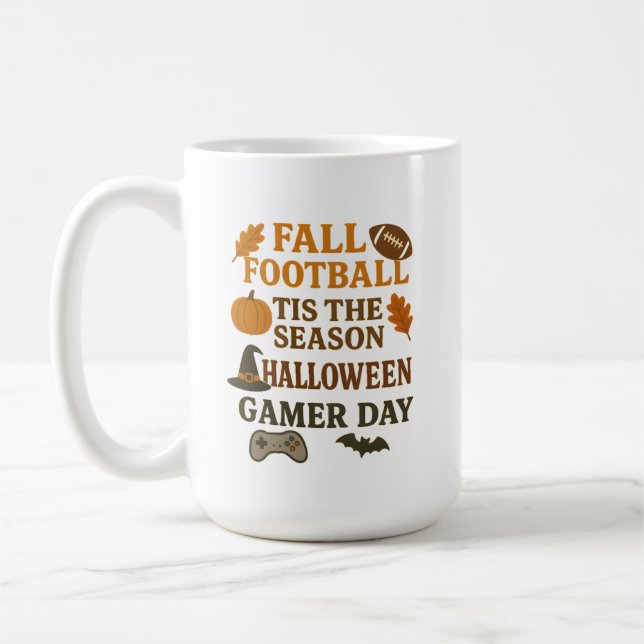 Fall Football Tis The Season Halloween Gamer Day Coffee Mug (Left)