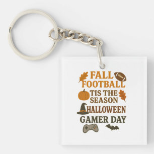 Fall Football Tis The Season Halloween Gamer Day Key Ring