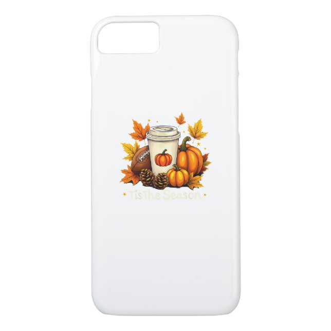 Fall Football Tis The Season Pumpkin Autumn Coffee Case-Mate iPhone Case (Back)