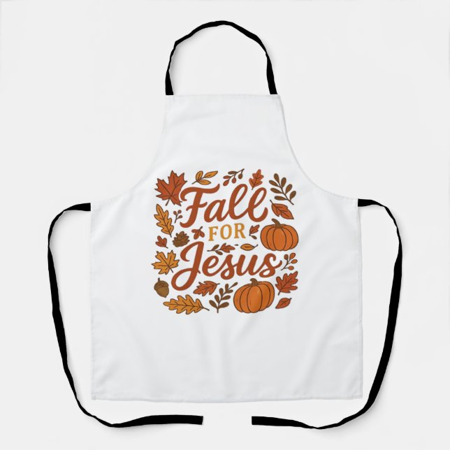 Fall For Jesus Autumn Pumpkin Christian Faith Clas Apron (Front)