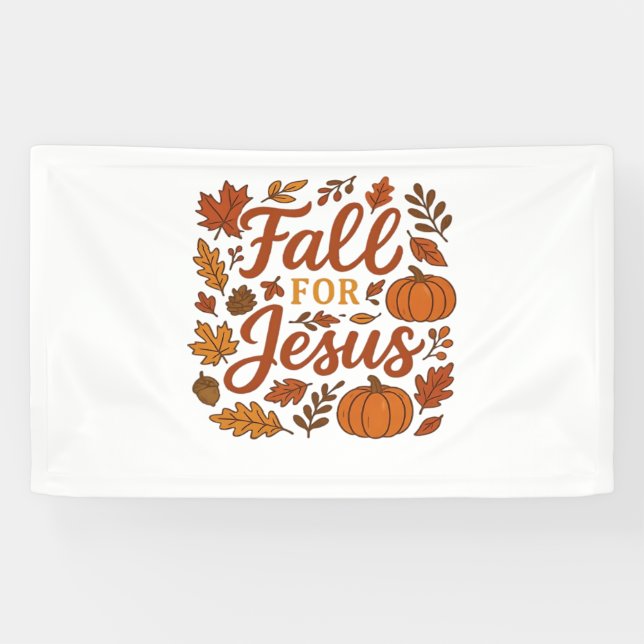 Fall For Jesus Autumn Pumpkin Christian Faith Clas Banner (Horizontal)
