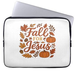 Fall For Jesus Autumn Pumpkin Christian Faith Clas Laptop Sleeve