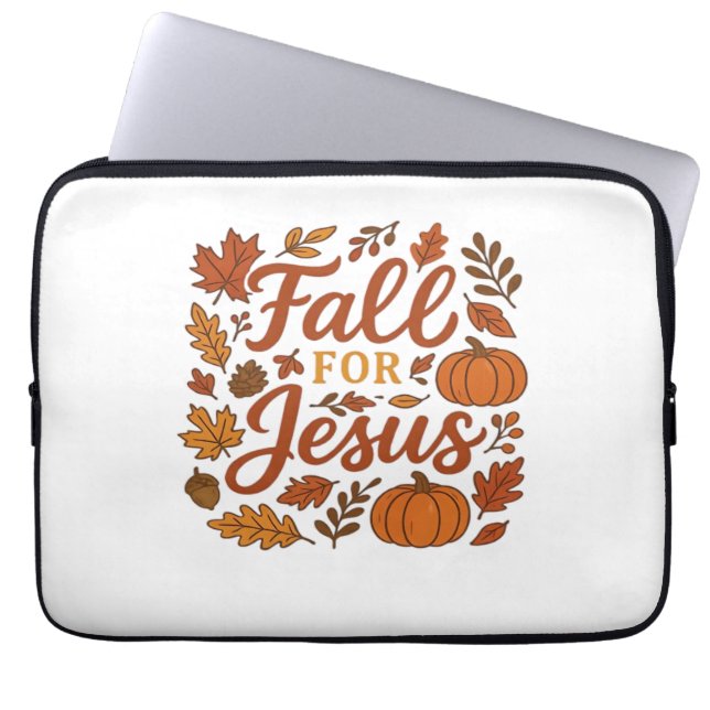 Fall For Jesus Autumn Pumpkin Christian Faith Clas Laptop Sleeve (Front)