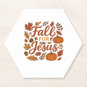 Fall For Jesus Autumn Pumpkin Christian Faith Clas Paper Coaster