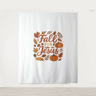 Fall For Jesus Autumn Pumpkin Christian Faith Clas Tapestry
