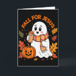 Fall For Jesus Christian Autumn Cute Ghost Pumpkin Card<br><div class="desc">Fall For Jesus Christian Autumn Cute Ghost Pumpkin</div>