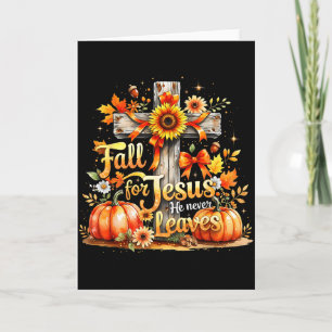Fall For Jesus Christian Pumpkin Autumn Cross  Card