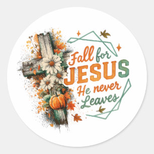 Fall For Jesus.... Classic Round Sticker