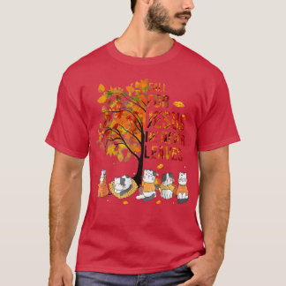 Fall For Jesus He Never Leaves Autumn Cat  T-Shirt