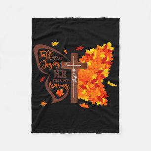 Fall For Jesus He Never Leaves Butterfly Christian Fleece Blanket