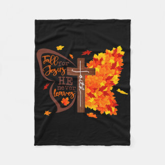 Fall For Jesus He Never Leaves Butterfly Christian Fleece Blanket