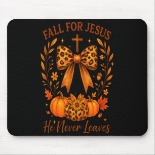 Fall For Jesus He Never Leaves Christian Autumn Mouse Mat
